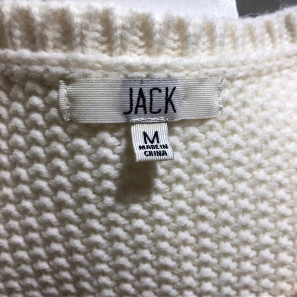 Jack by BB Dakota Open Knit V Neck Sweater Cream Size Medium - Picture 8 of 8